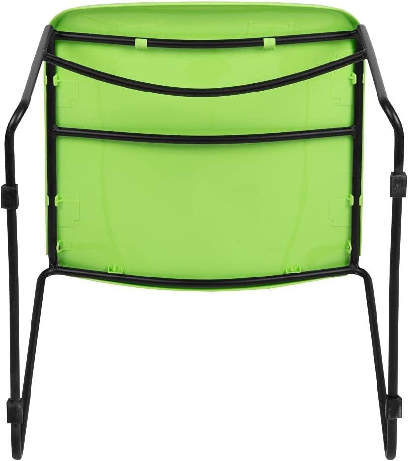image:imageFlash Furniture 5 Pack HERCULES Series 880 lb Capacity Black UltraCompact Stack Chair with Chrome FrameGreen PlasticBlack Frame