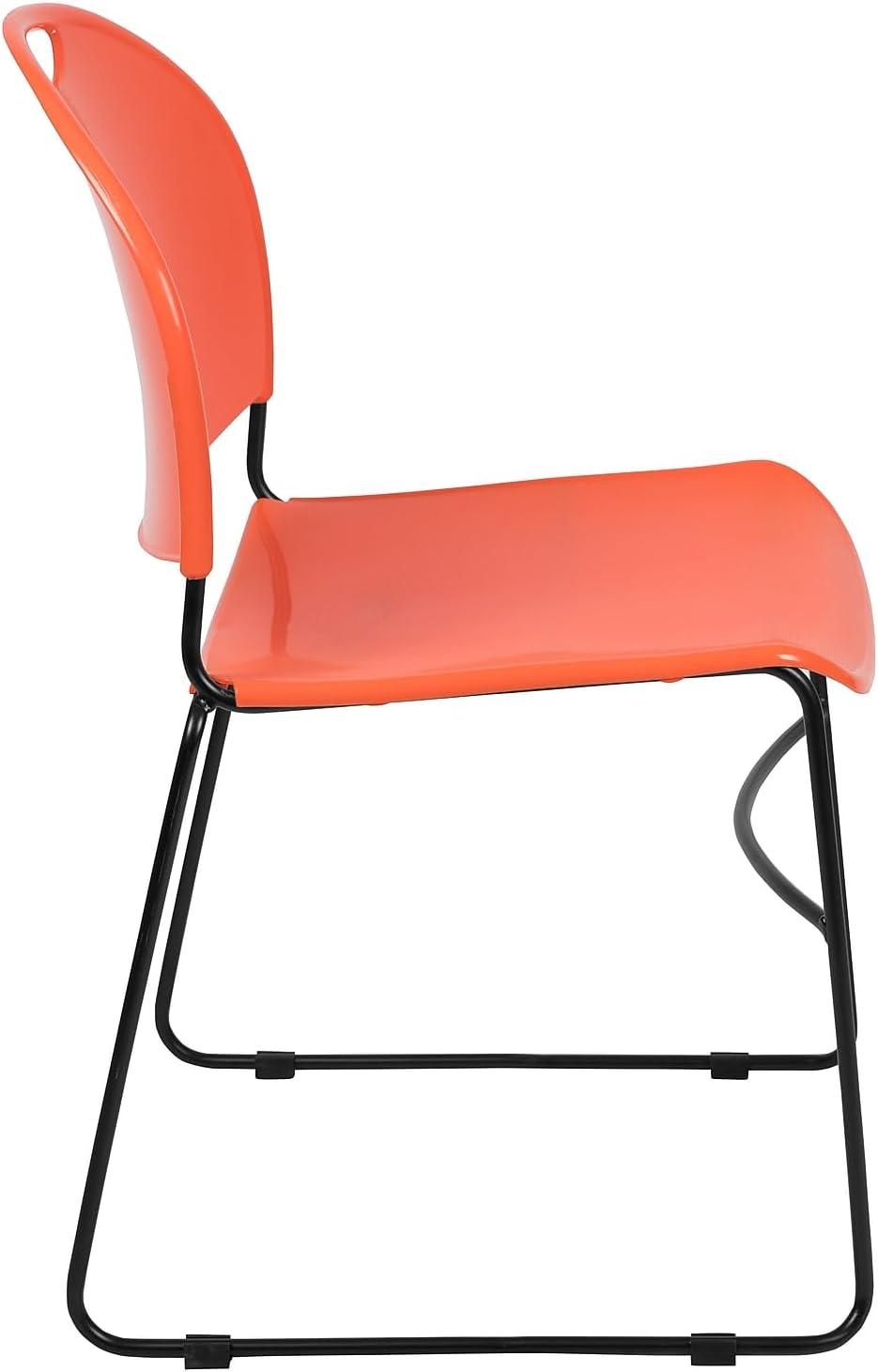 image:imageFlash Furniture 5 Pack HERCULES Series 880 lb Capacity Black UltraCompact Stack Chair with Chrome FrameOrange PlasticBlack Frame