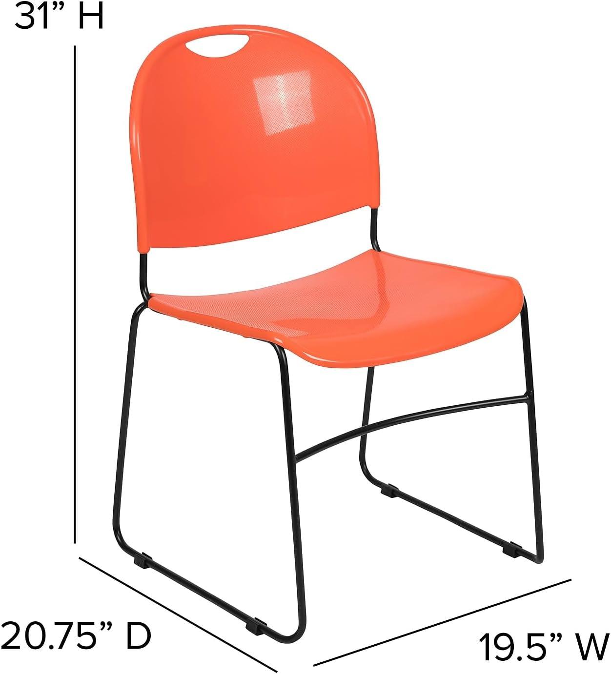 image:imageFlash Furniture 5 Pack HERCULES Series 880 lb Capacity Black UltraCompact Stack Chair with Chrome FrameOrange PlasticBlack Frame