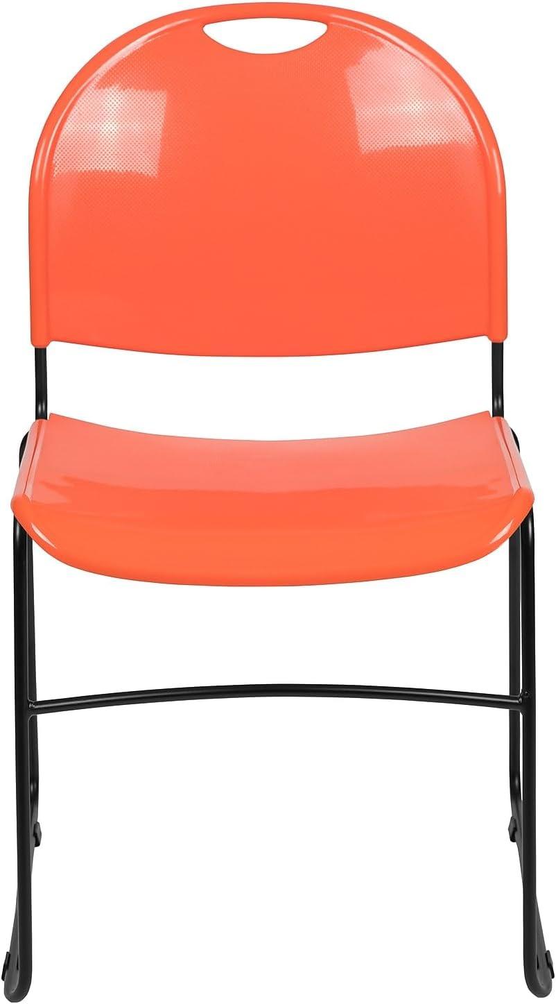 image:imageFlash Furniture 5 Pack HERCULES Series 880 lb Capacity Black UltraCompact Stack Chair with Chrome FrameOrange PlasticBlack Frame