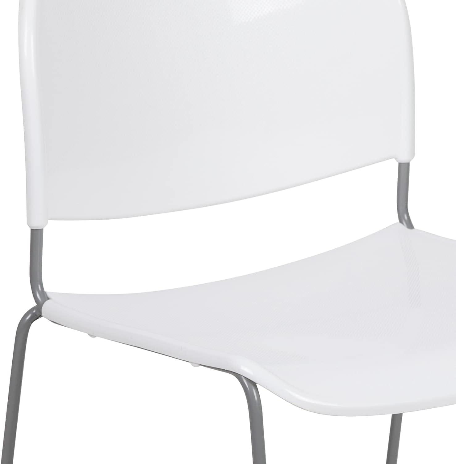 image:imageFlash Furniture 5 Pack HERCULES Series 880 lb Capacity Black UltraCompact Stack Chair with Chrome FrameWhite PlasticSilver Frame