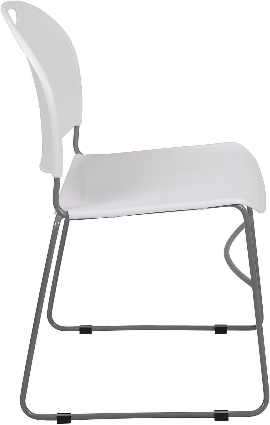 image:imageFlash Furniture 5 Pack HERCULES Series 880 lb Capacity Black UltraCompact Stack Chair with Chrome FrameWhite PlasticSilver Frame