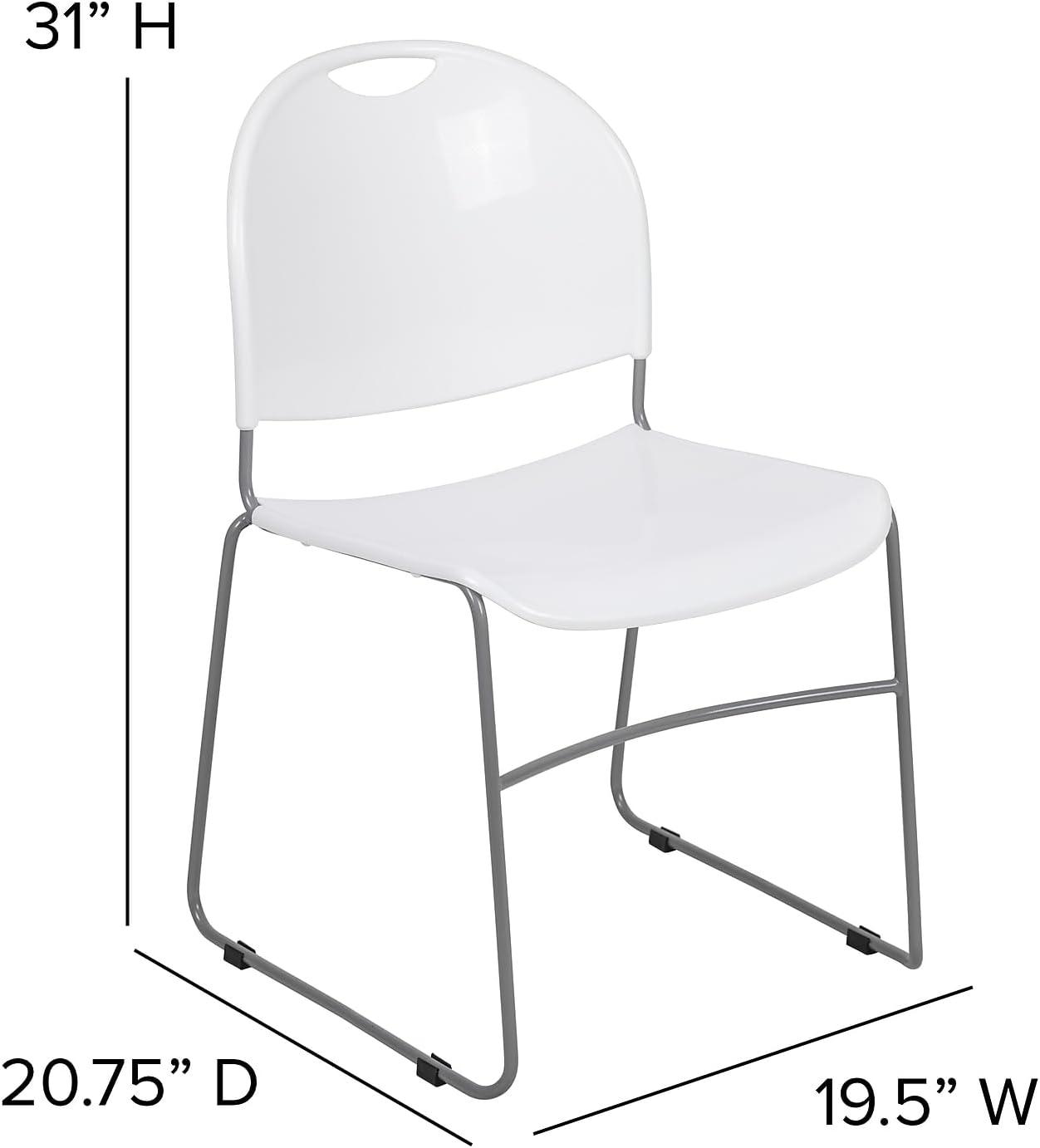 image:imageFlash Furniture 5 Pack HERCULES Series 880 lb Capacity Black UltraCompact Stack Chair with Chrome FrameWhite PlasticSilver Frame
