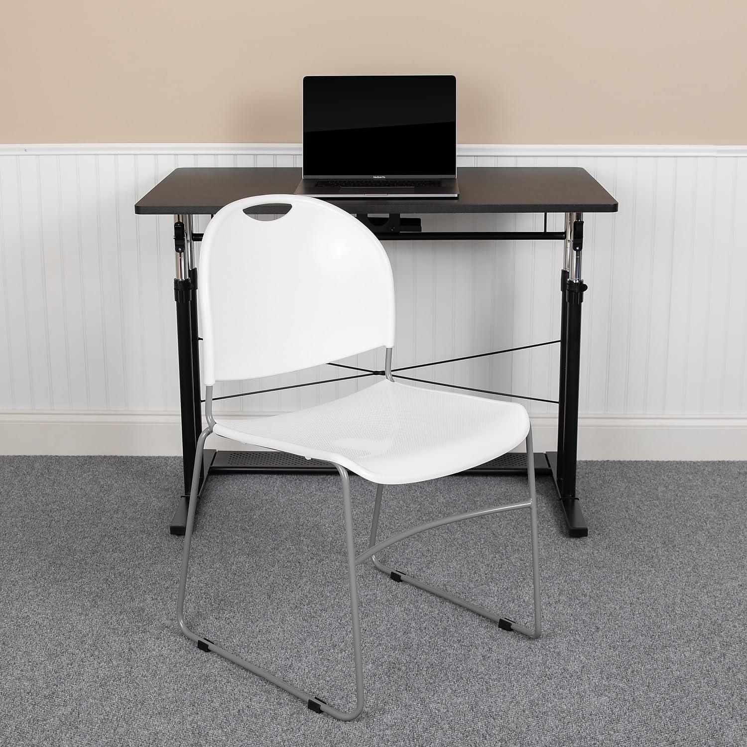 image:imageFlash Furniture 5 Pack HERCULES Series 880 lb Capacity Black UltraCompact Stack Chair with Chrome FrameWhite PlasticSilver Frame