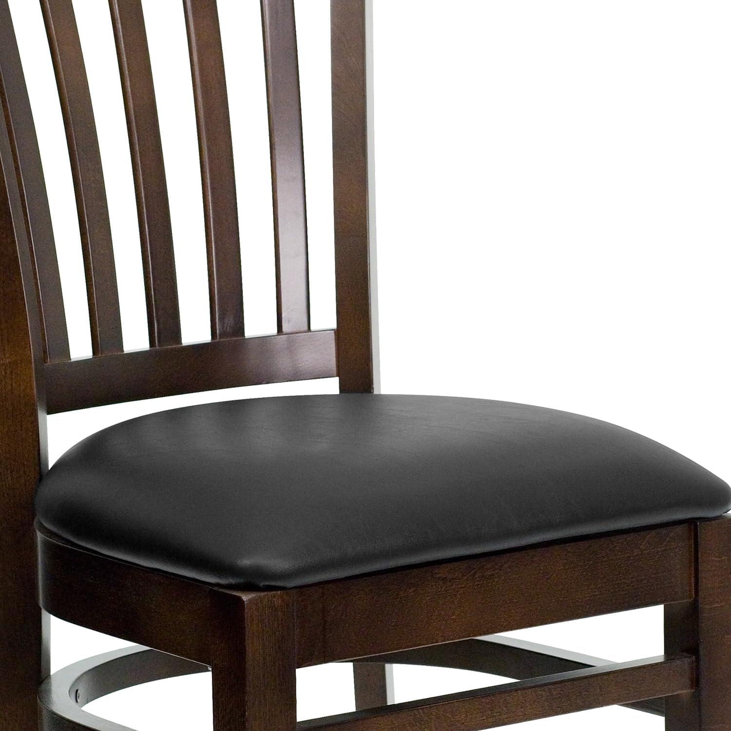 image:imageFlash Furniture GW08VRTWABKV VerticalSlatBack Wood Restaurant Chair Walnut Finish wBlac