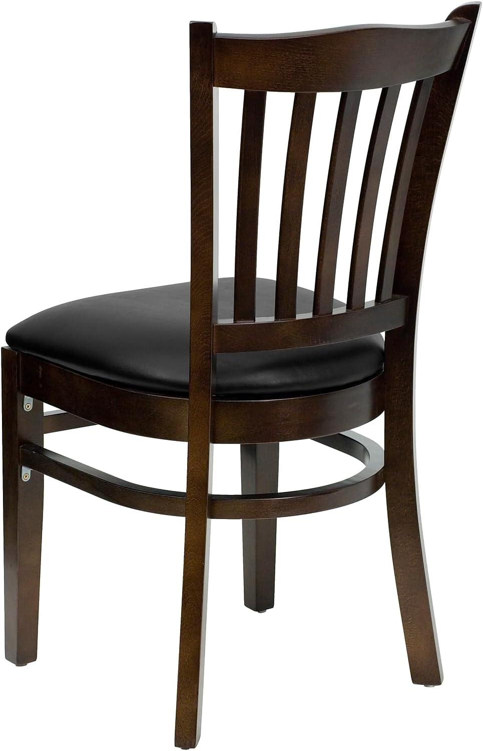 image:imageFlash Furniture GW08VRTWABKV VerticalSlatBack Wood Restaurant Chair Walnut Finish wBlac