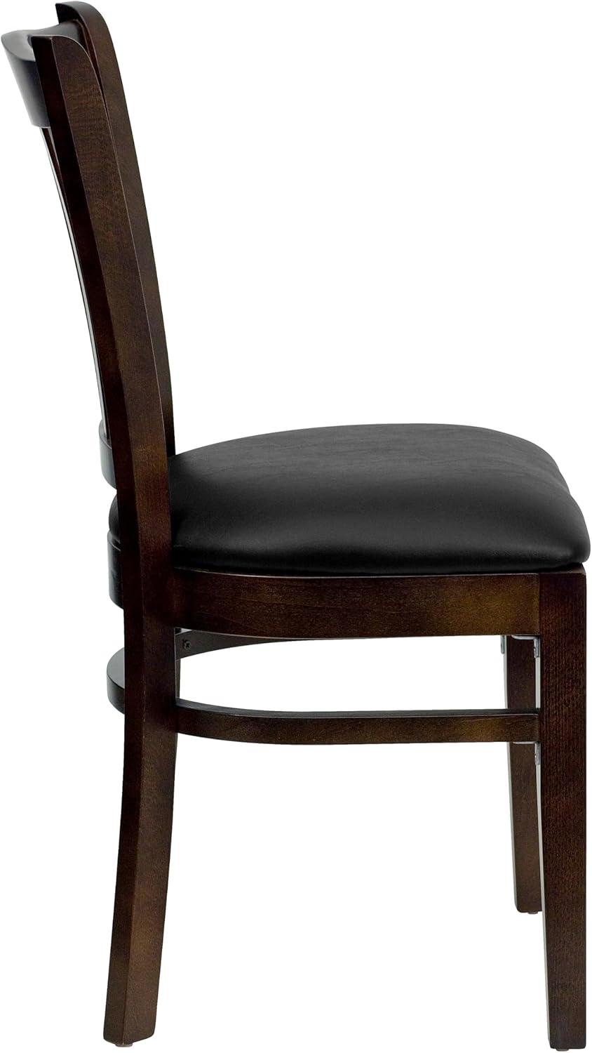 image:imageFlash Furniture GW08VRTWABKV VerticalSlatBack Wood Restaurant Chair Walnut Finish wBlac