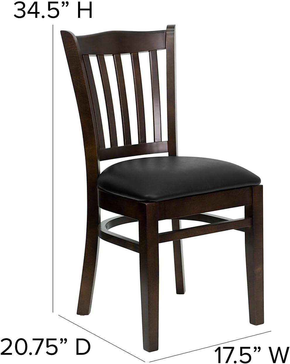 image:imageFlash Furniture GW08VRTWABKV VerticalSlatBack Wood Restaurant Chair Walnut Finish wBlac