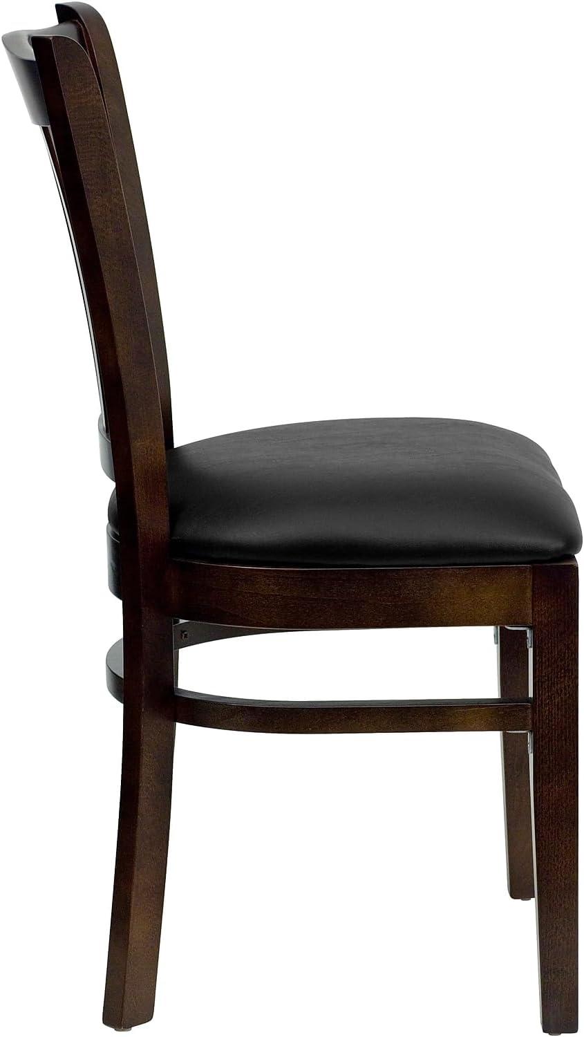 image:imageFlash Furniture GW08VRTWABKV VerticalSlatBack Wood Restaurant Chair Walnut Finish wBlac
