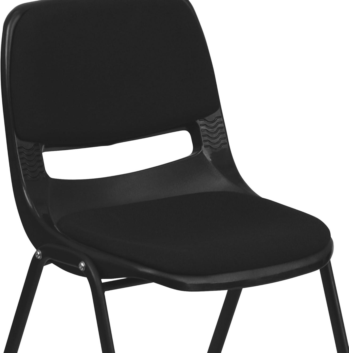 image:imageFlash Furniture HERCULES Series 880 lb Capacity Black Ergonomic Shell Stack Chair with Black FrameBlack Padded