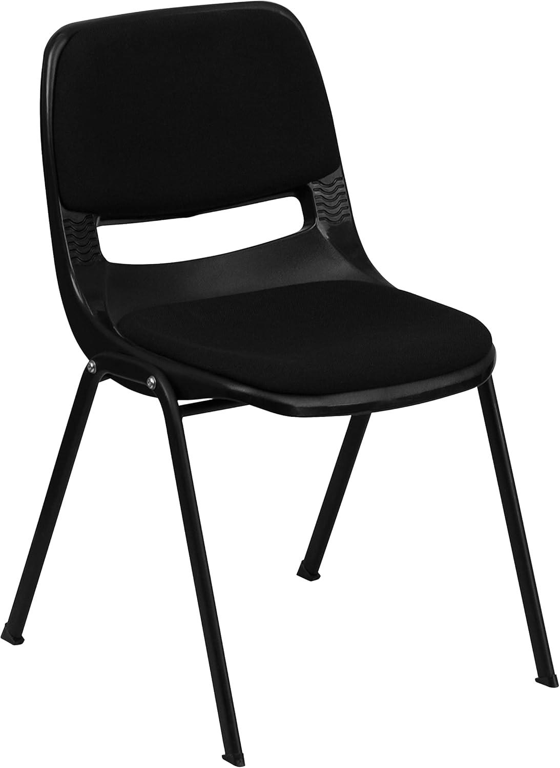 image:imageFlash Furniture HERCULES Series 880 lb Capacity Black Ergonomic Shell Stack Chair with Black FrameBlack Padded