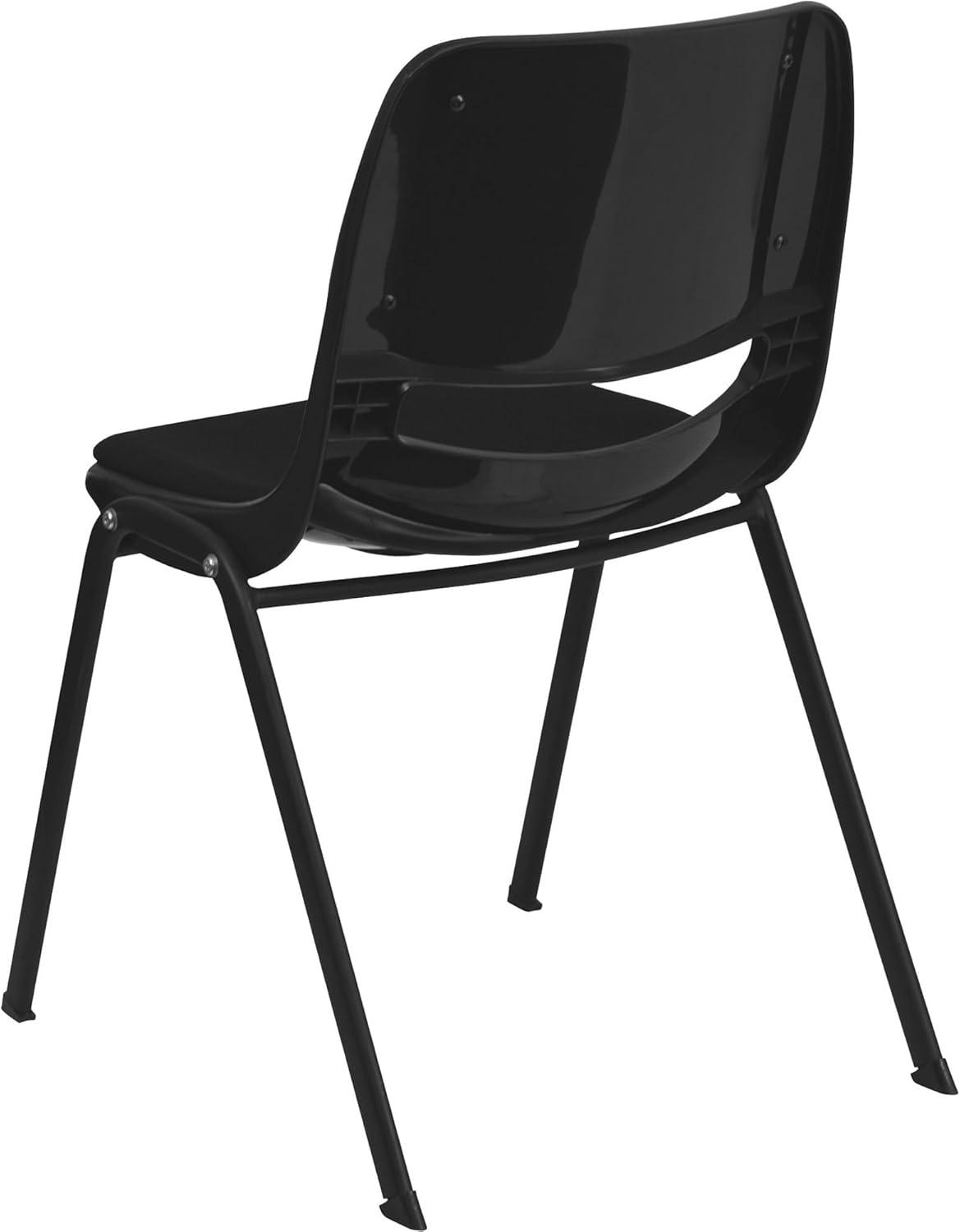 image:imageFlash Furniture HERCULES Series 880 lb Capacity Black Ergonomic Shell Stack Chair with Black FrameBlack Padded