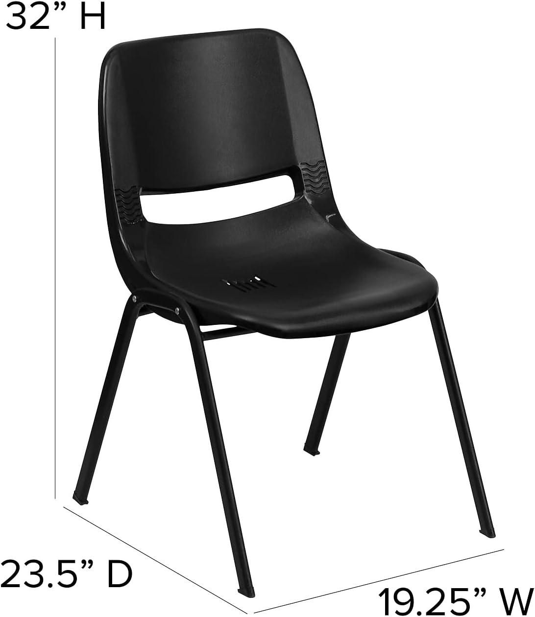 image:imageFlash Furniture HERCULES Series 880 lb Capacity Black Ergonomic Shell Stack Chair with Black FrameBlack PlasticBlack Frame