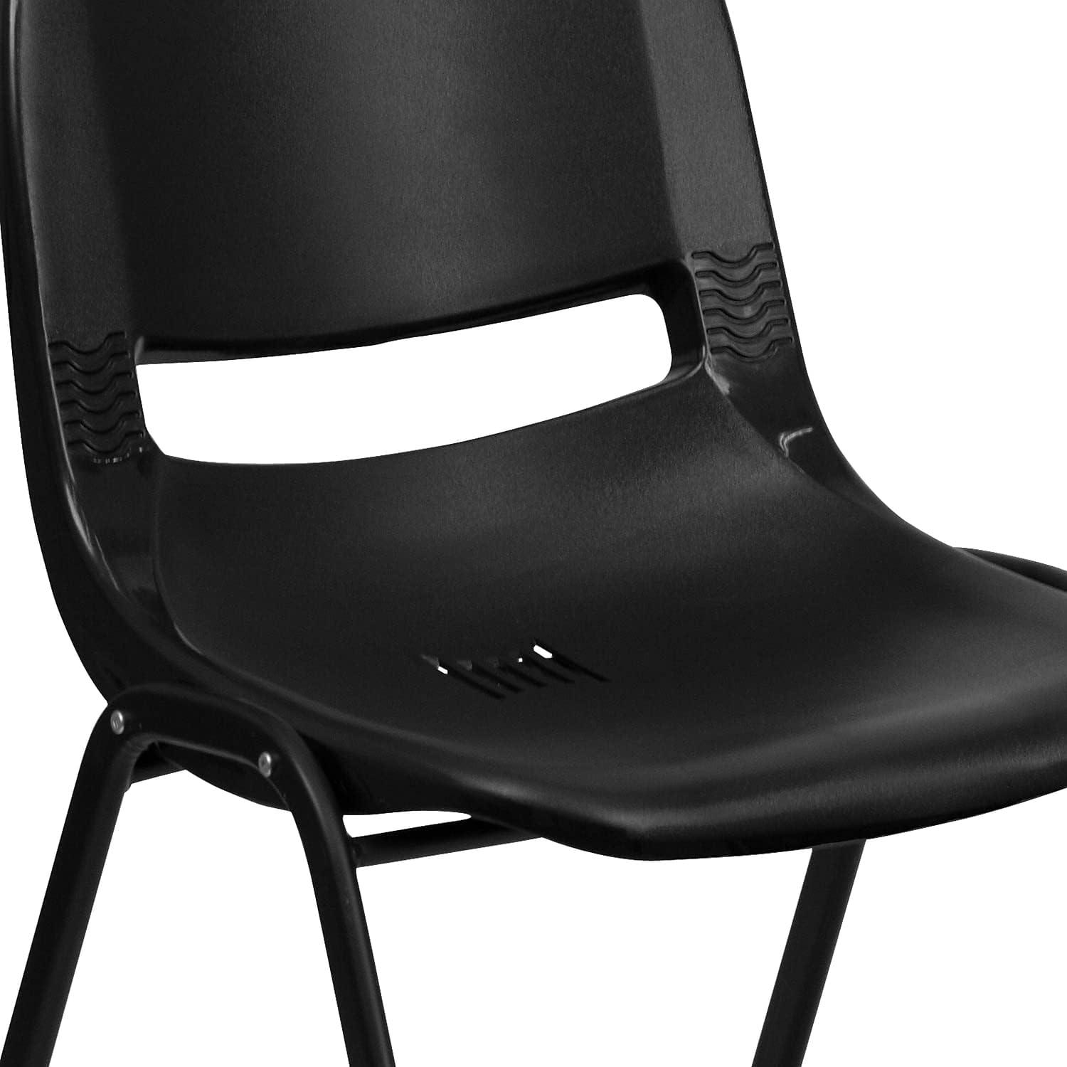 image:imageFlash Furniture HERCULES Series 880 lb Capacity Black Ergonomic Shell Stack Chair with Black FrameBlack PlasticBlack Frame