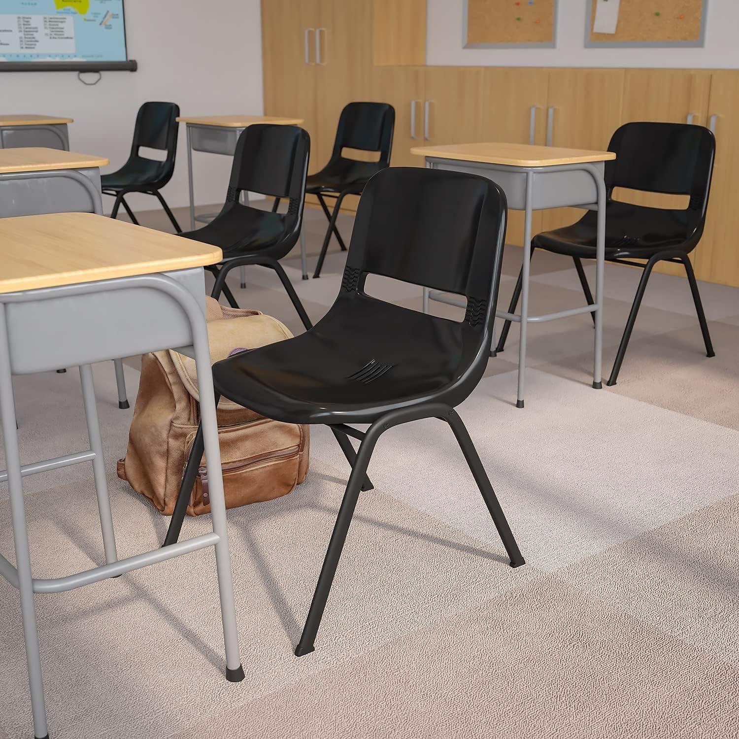 image:imageFlash Furniture HERCULES Series 880 lb Capacity Black Ergonomic Shell Stack Chair with Black FrameBlack PlasticBlack Frame