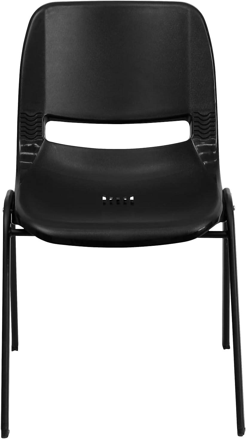 image:imageFlash Furniture HERCULES Series 880 lb Capacity Black Ergonomic Shell Stack Chair with Black FrameBlack PlasticBlack Frame