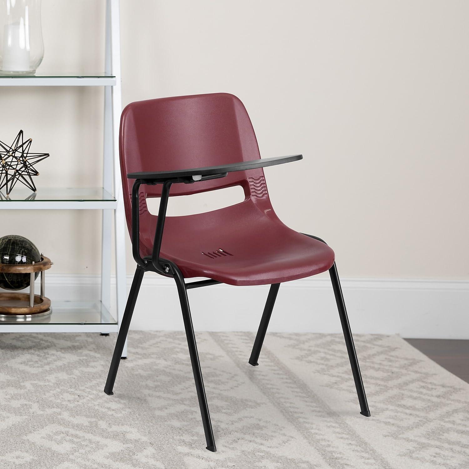 image:imageFlash Furniture HERCULES Series 880 lb Capacity Black Ergonomic Shell Stack Chair with Black FrameBurgundy