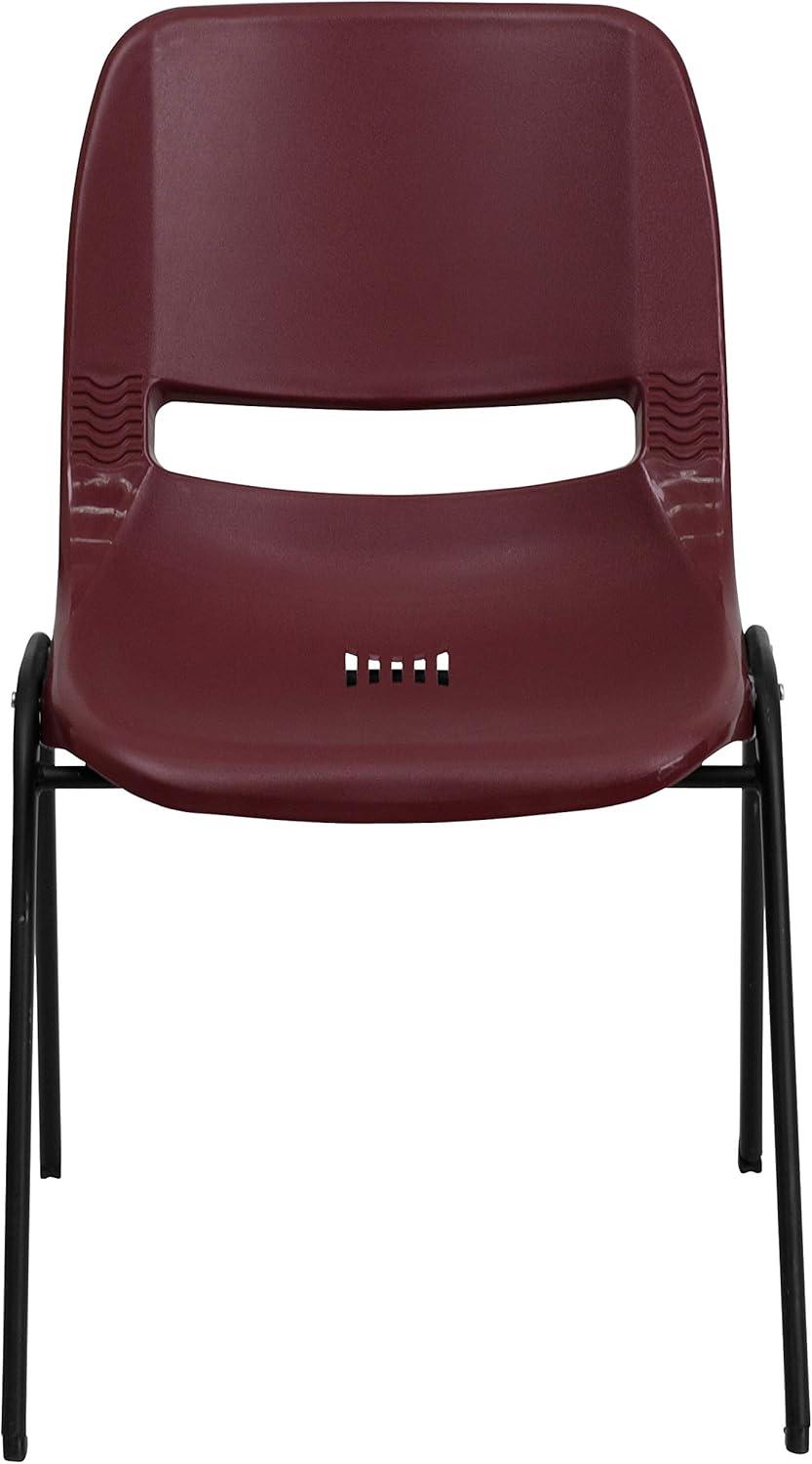 image:imageFlash Furniture HERCULES Series 880 lb Capacity Black Ergonomic Shell Stack Chair with Black FrameBurgundy