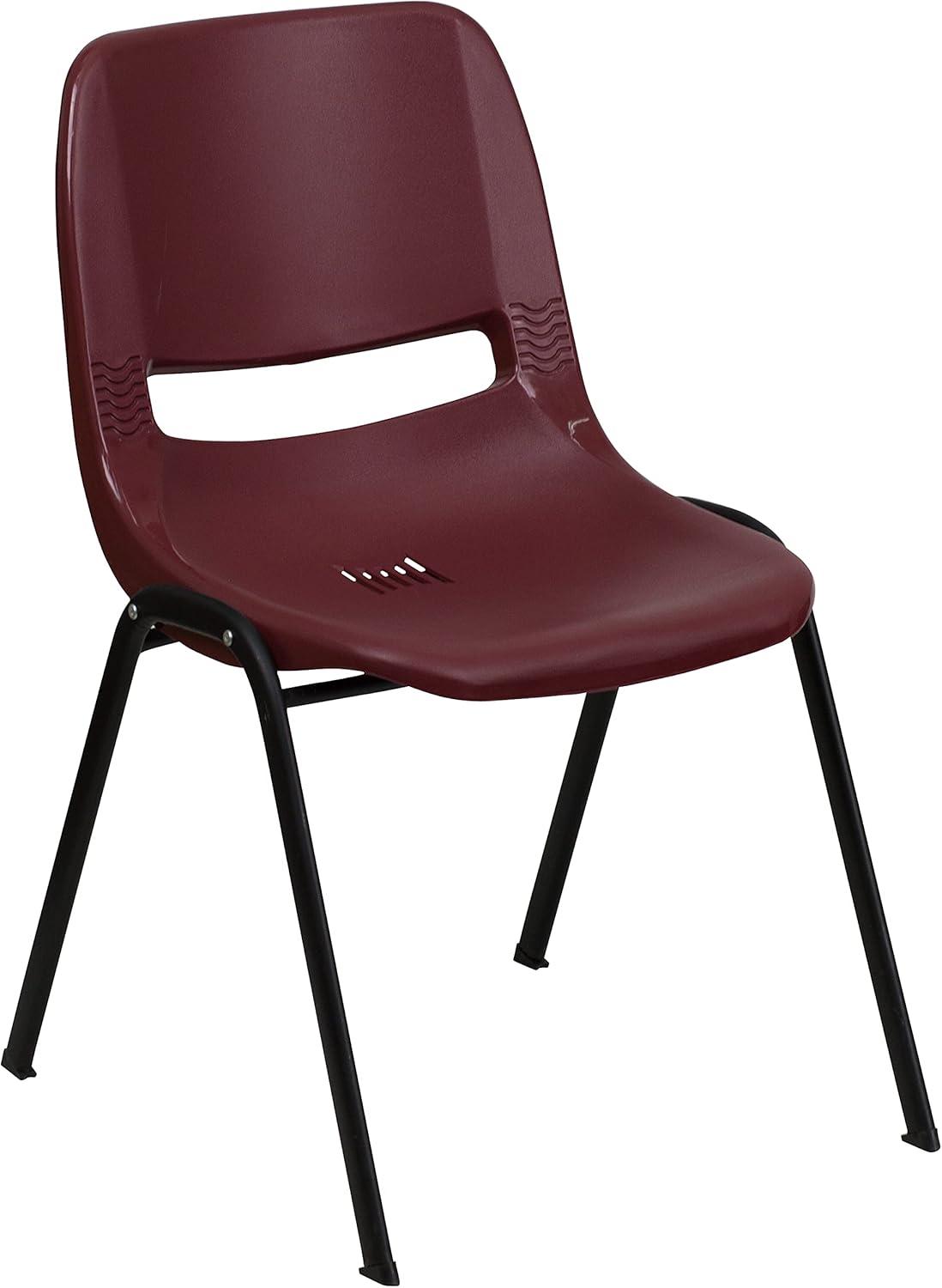 image:imageFlash Furniture HERCULES Series 880 lb Capacity Black Ergonomic Shell Stack Chair with Black FrameBurgundy