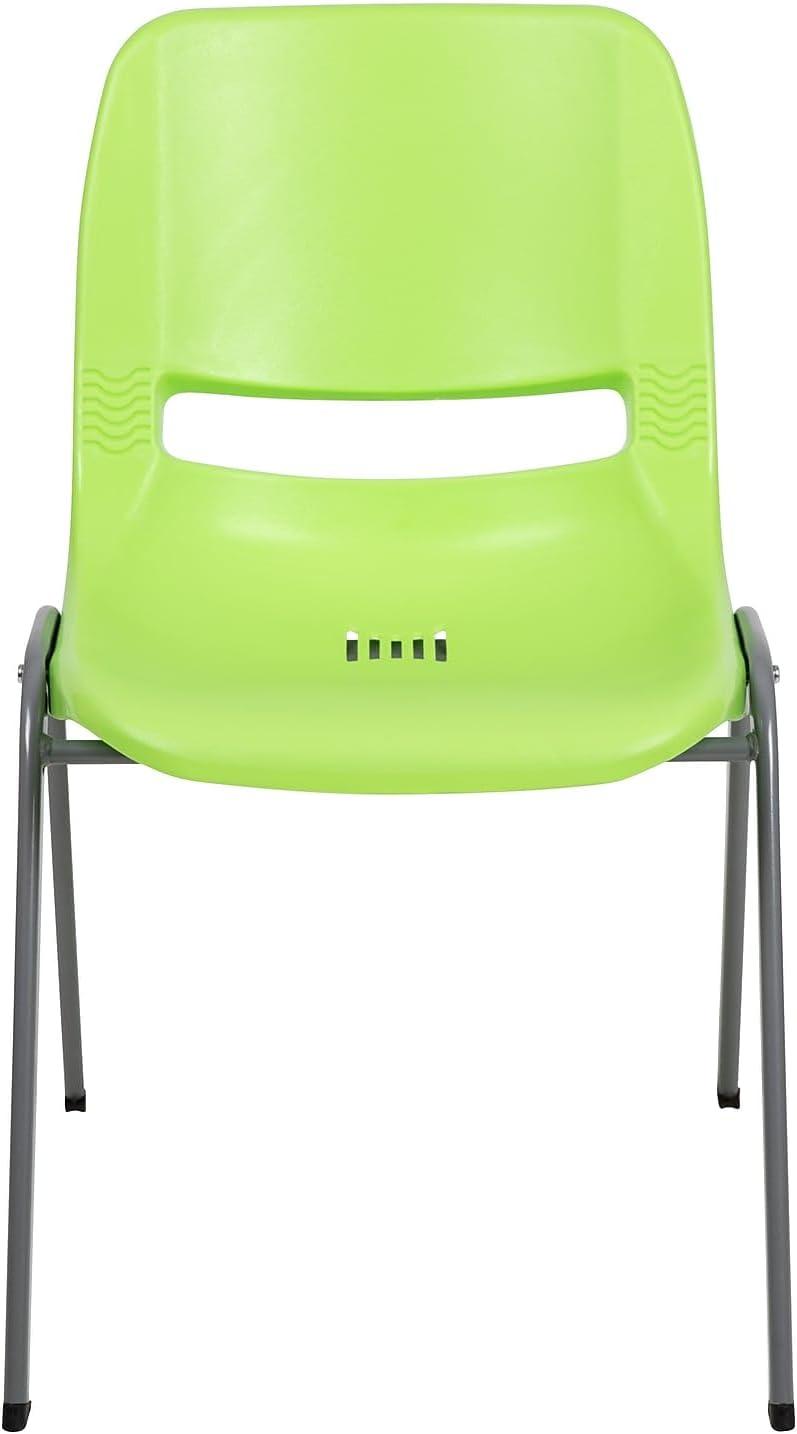 image:imageFlash Furniture HERCULES Series 880 lb Capacity Black Ergonomic Shell Stack Chair with Black FrameGreen