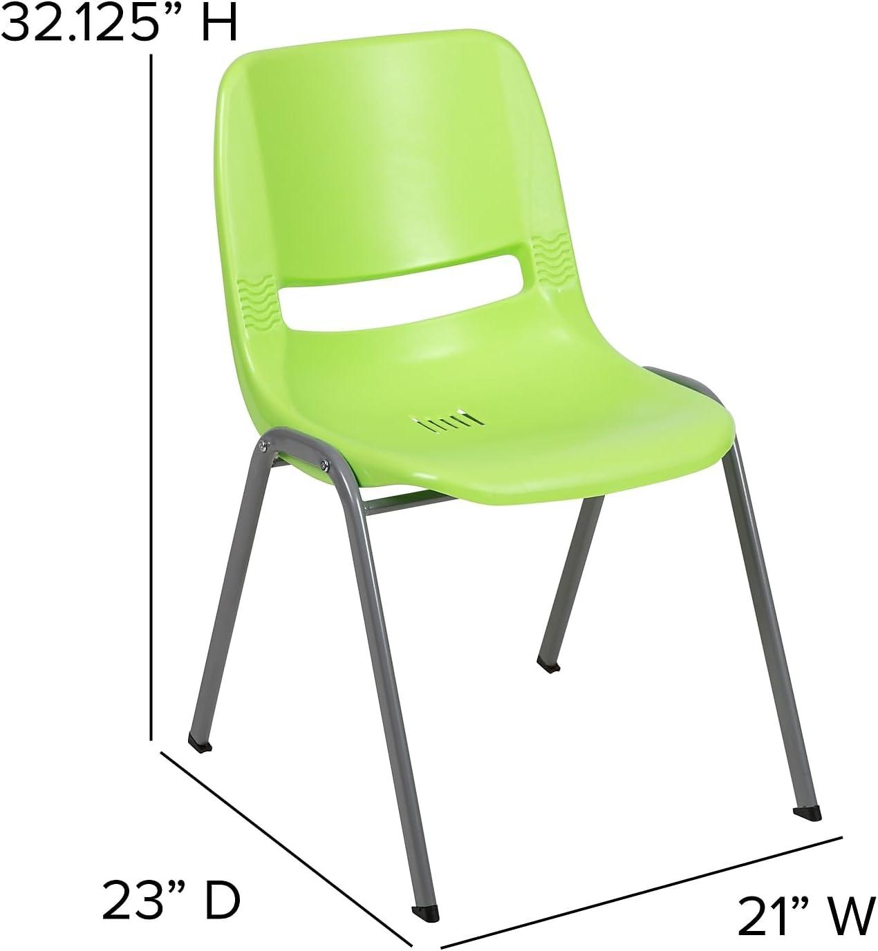 image:imageFlash Furniture HERCULES Series 880 lb Capacity Black Ergonomic Shell Stack Chair with Black FrameGreen
