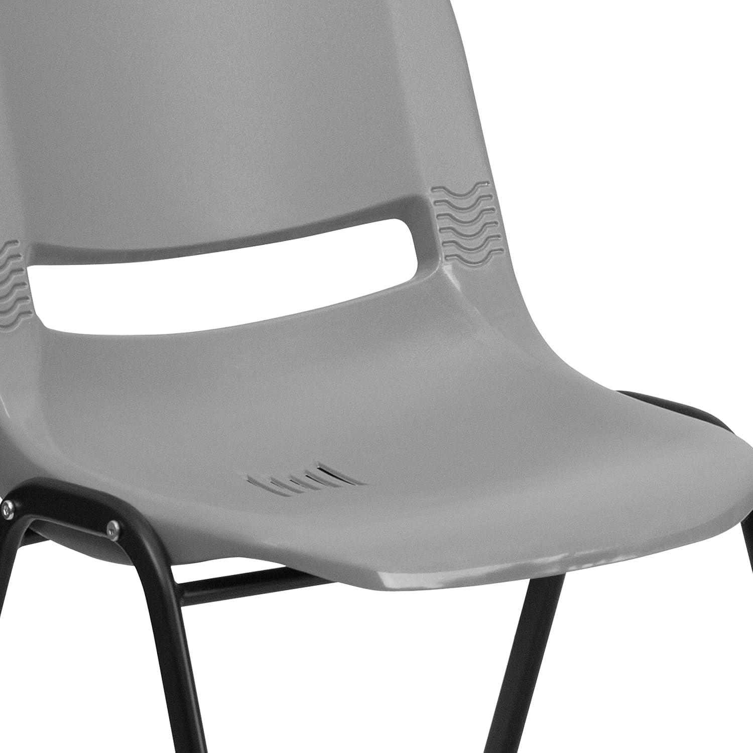 image:imageFlash Furniture HERCULES Series 880 lb Capacity Black Ergonomic Shell Stack Chair with Black FrameGrey