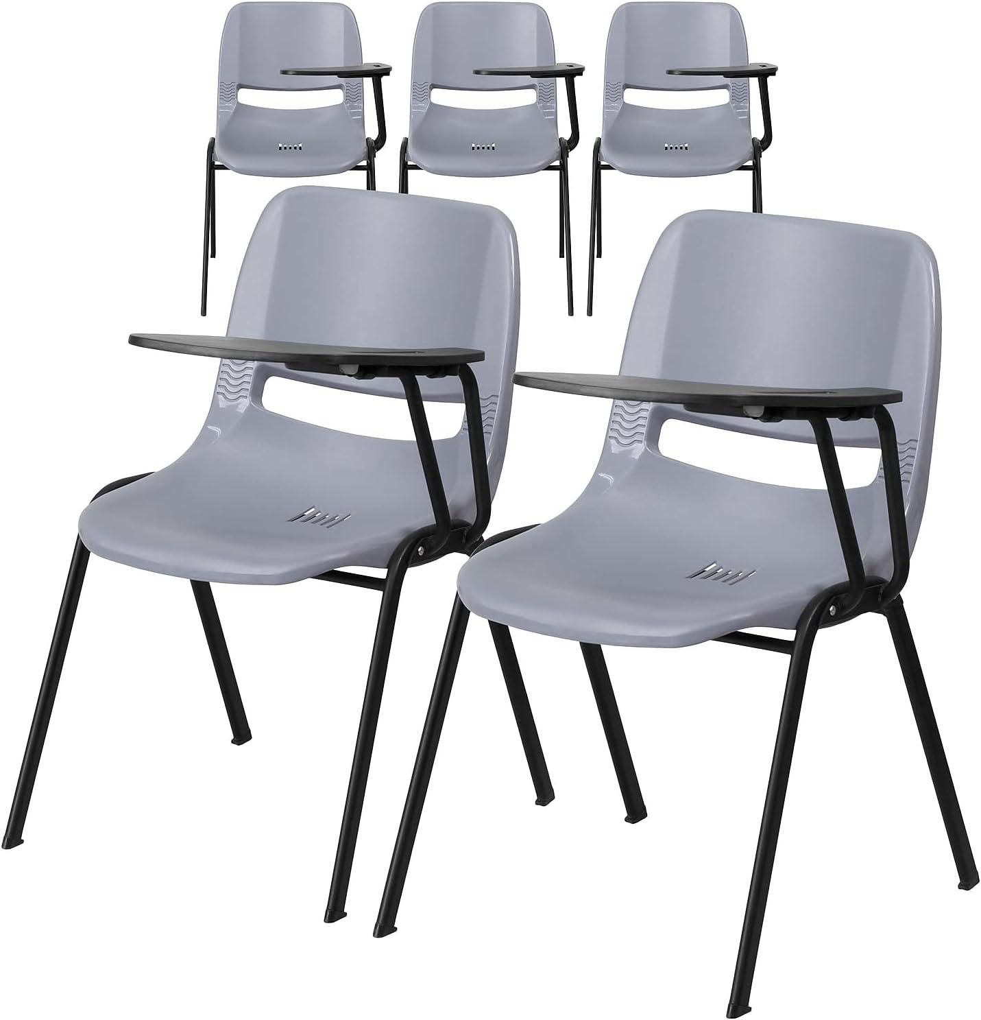image:imageFlash Furniture HERCULES Series 880 lb Capacity Black Ergonomic Shell Stack Chair with Black FrameGrey