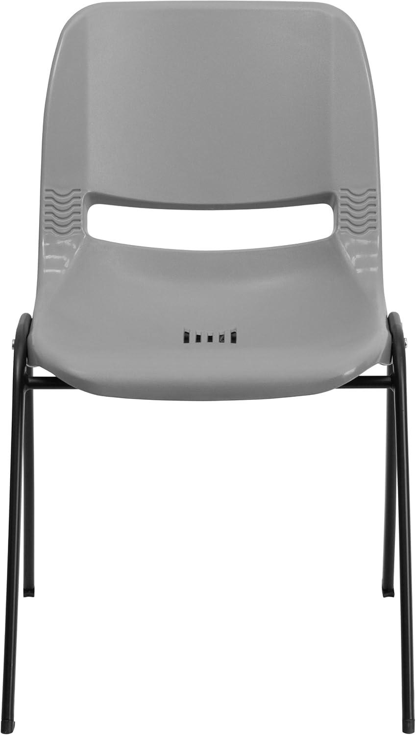 image:imageFlash Furniture HERCULES Series 880 lb Capacity Black Ergonomic Shell Stack Chair with Black FrameGrey