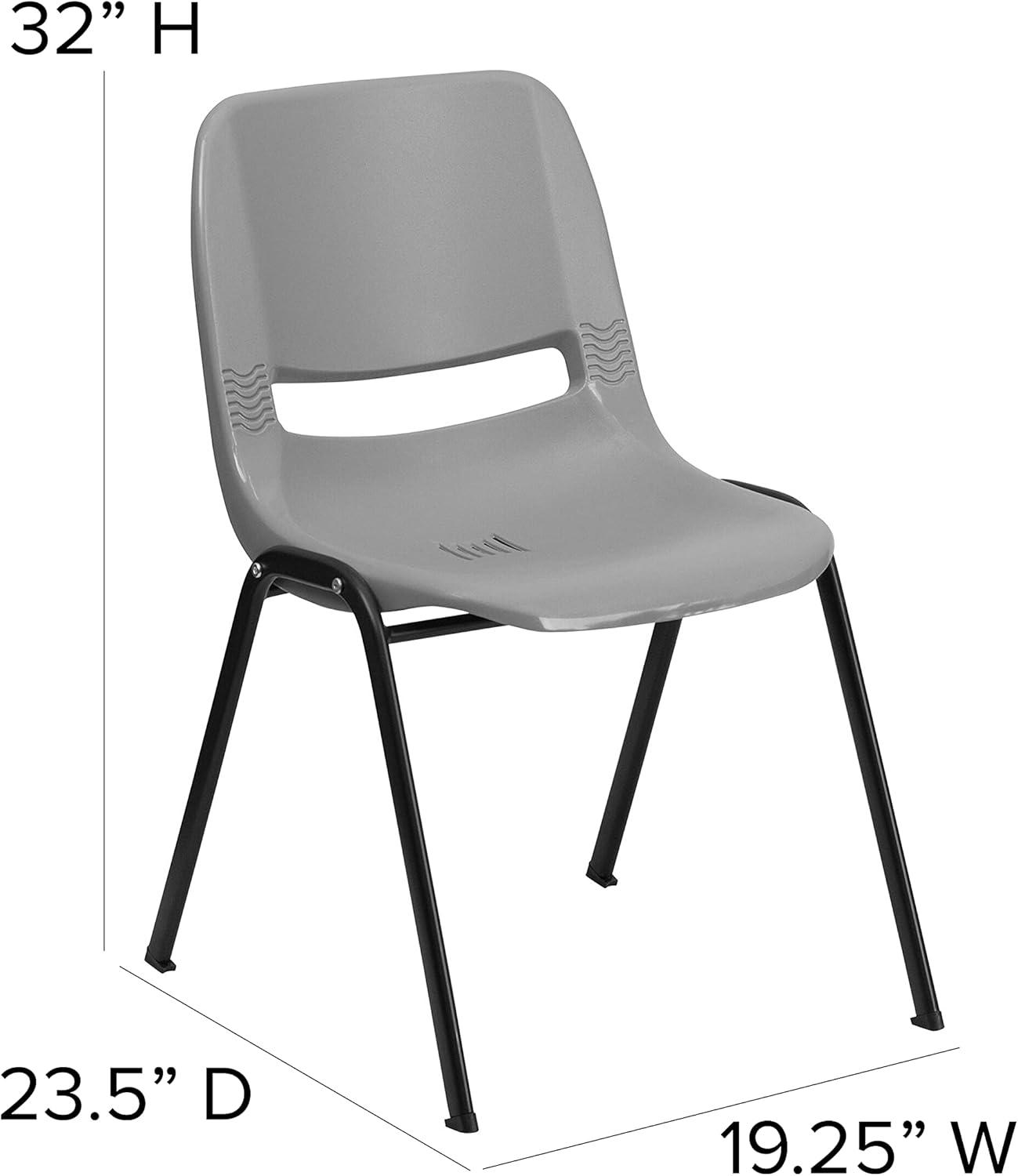 image:imageFlash Furniture HERCULES Series 880 lb Capacity Black Ergonomic Shell Stack Chair with Black FrameGrey