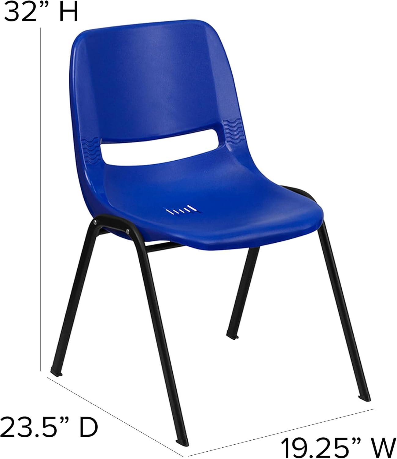 image:imageFlash Furniture HERCULES Series 880 lb Capacity Black Ergonomic Shell Stack Chair with Black FrameNavy PlasticBlack Frame