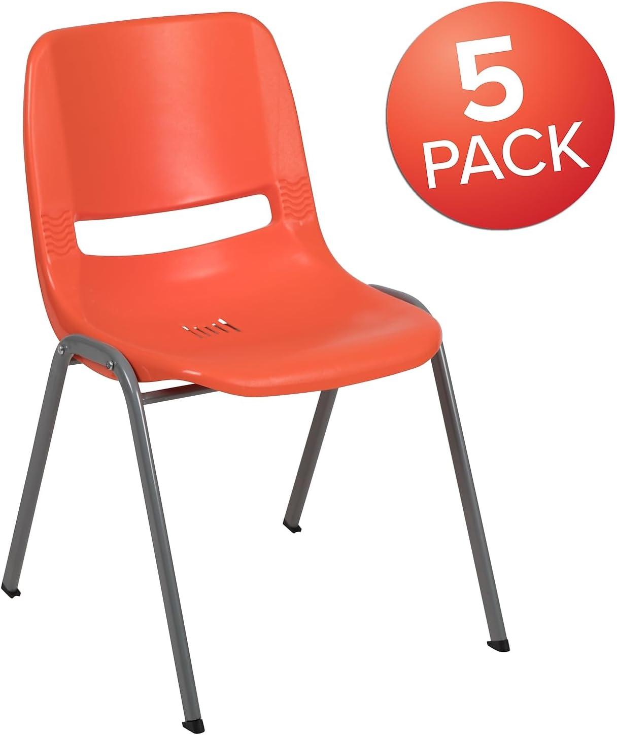 image:imageFlash Furniture HERCULES Series 880 lb Capacity Black Ergonomic Shell Stack Chair with Black FrameOrange