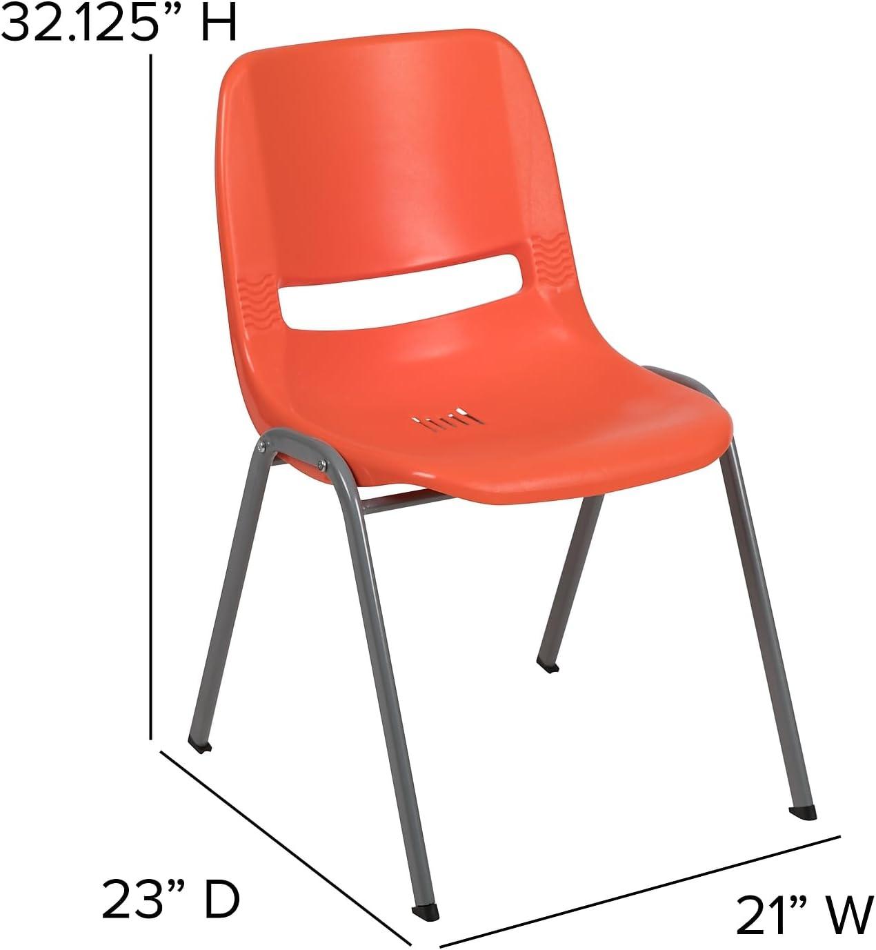 image:imageFlash Furniture HERCULES Series 880 lb Capacity Black Ergonomic Shell Stack Chair with Black FrameOrange
