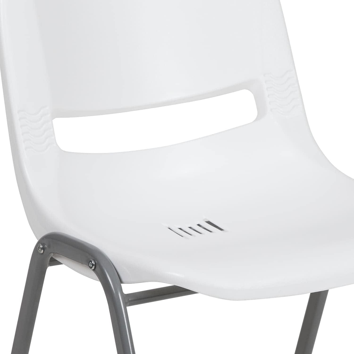 image:imageFlash Furniture HERCULES Series 880 lb Capacity Black Ergonomic Shell Stack Chair with Black FrameWhite
