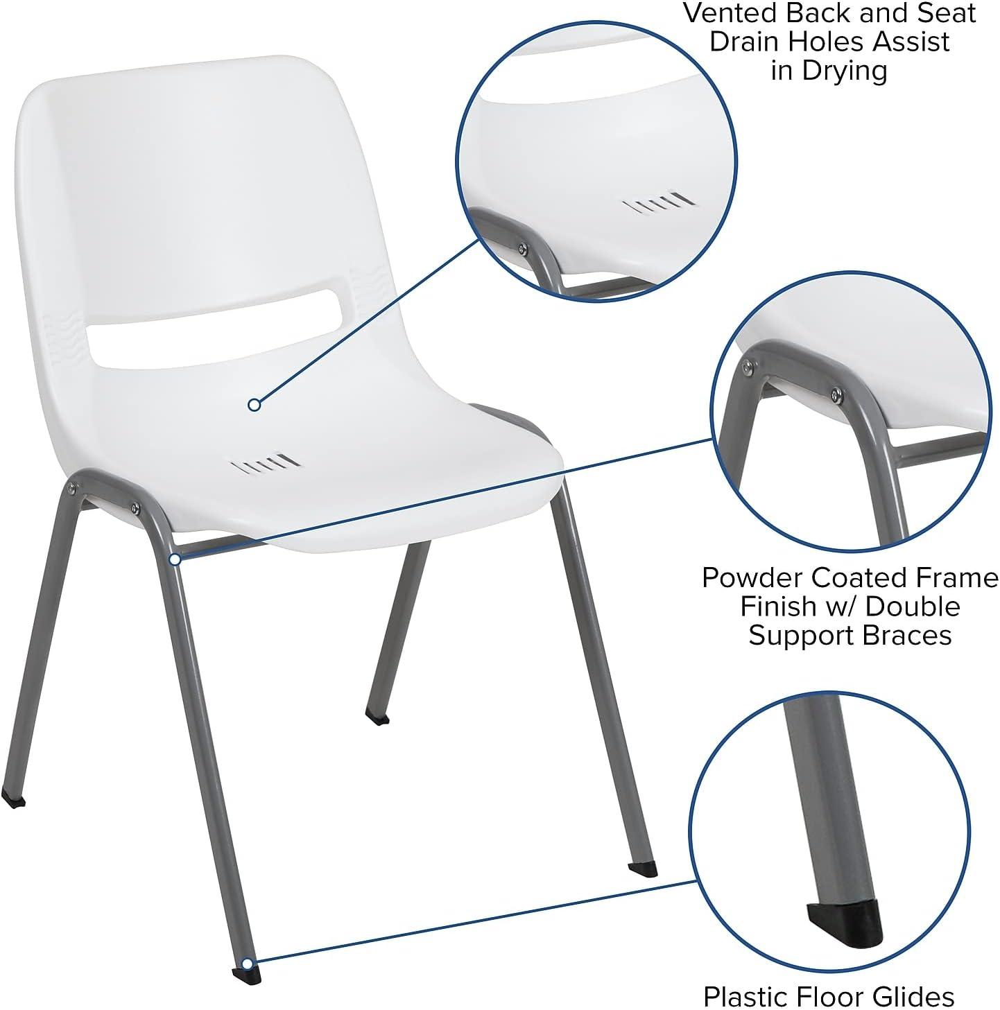 image:imageFlash Furniture HERCULES Series 880 lb Capacity Black Ergonomic Shell Stack Chair with Black FrameWhite