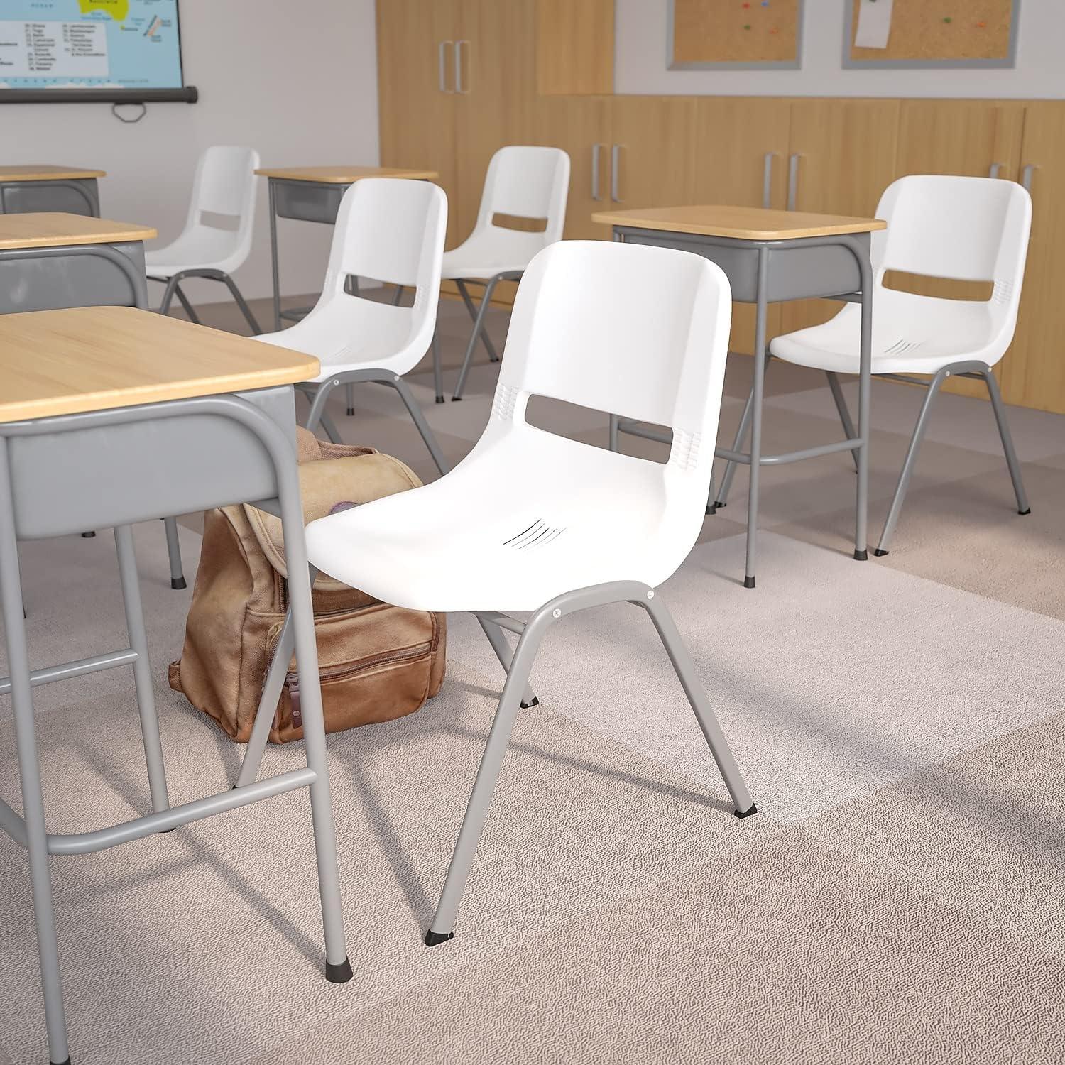 image:imageFlash Furniture HERCULES Series 880 lb Capacity Black Ergonomic Shell Stack Chair with Black FrameWhite
