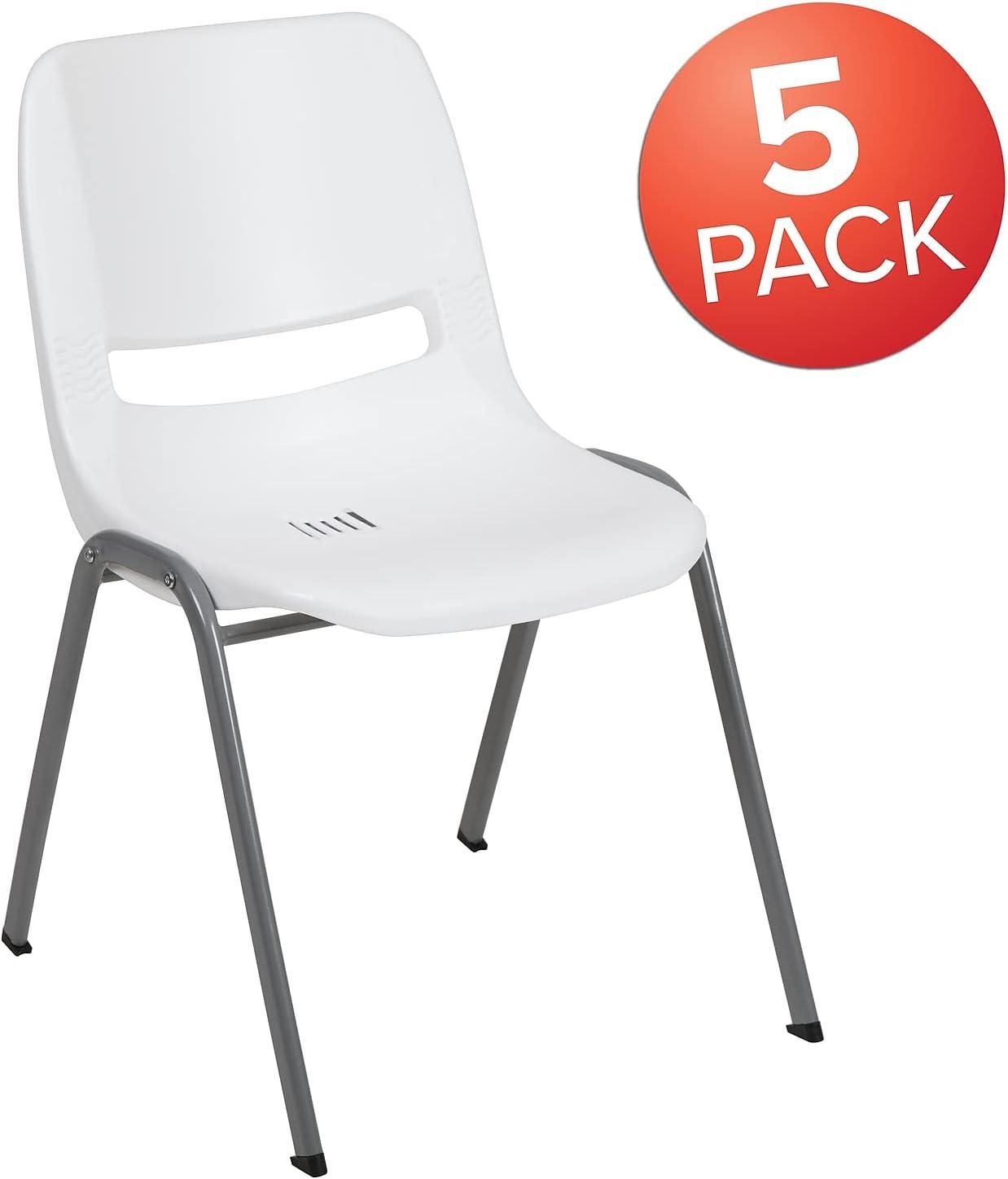 image:imageFlash Furniture HERCULES Series 880 lb Capacity Black Ergonomic Shell Stack Chair with Black FrameWhite