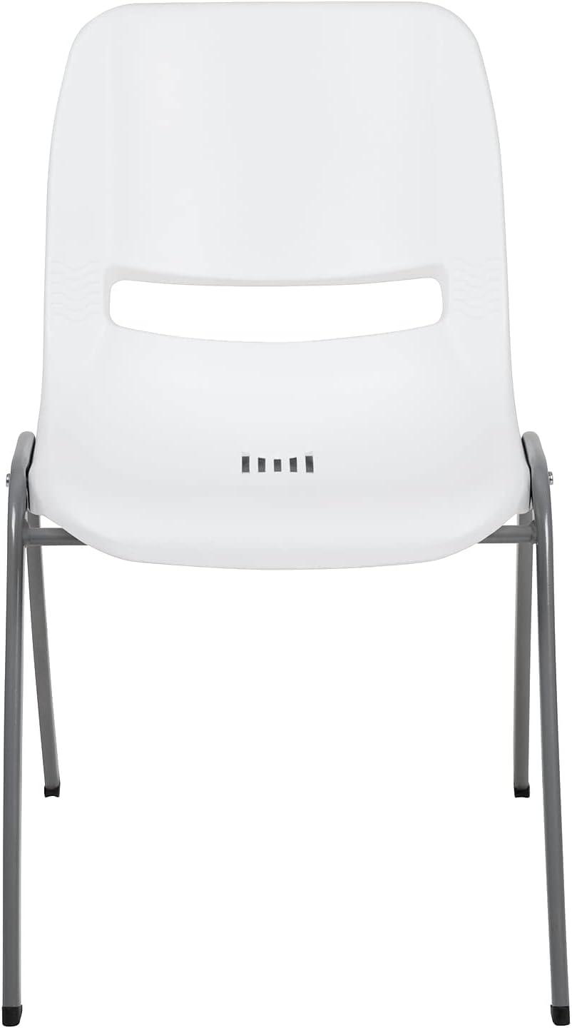 image:imageFlash Furniture HERCULES Series 880 lb Capacity Black Ergonomic Shell Stack Chair with Black FrameWhite