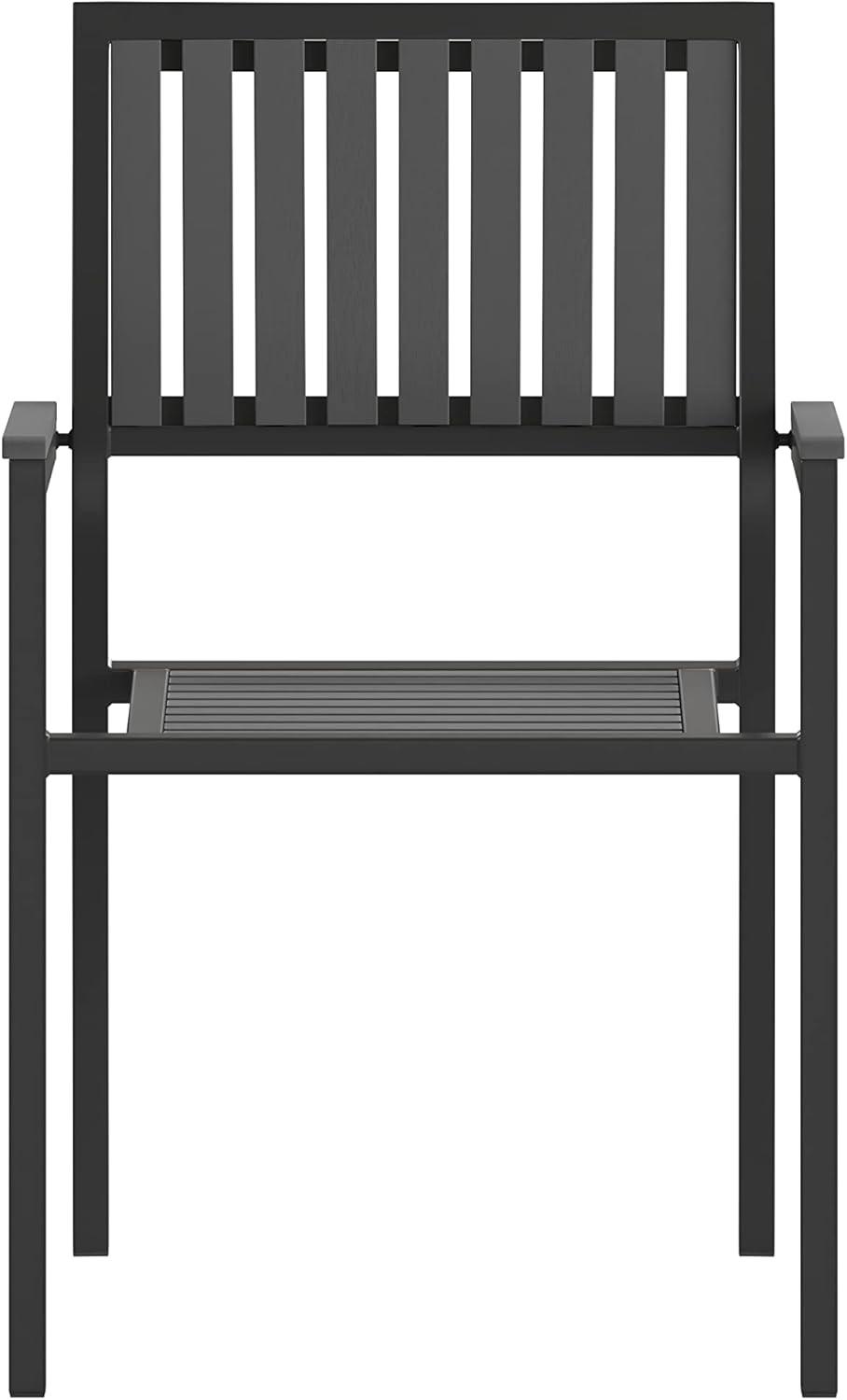image:imageFlash Furniture Harris Commercial 5 Piece Table and Chairs Set 4 Black Metal Chairs with Poly Resin Backs and Seats Black Square Table with Poly Resin TopContemporary