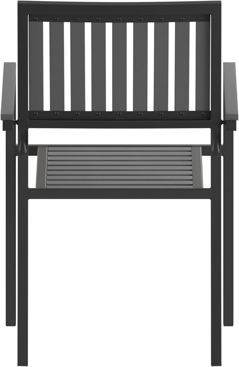 image:imageFlash Furniture Harris Commercial 5 Piece Table and Chairs Set 4 Black Metal Chairs with Poly Resin Backs and Seats Black Square Table with Poly Resin TopContemporary