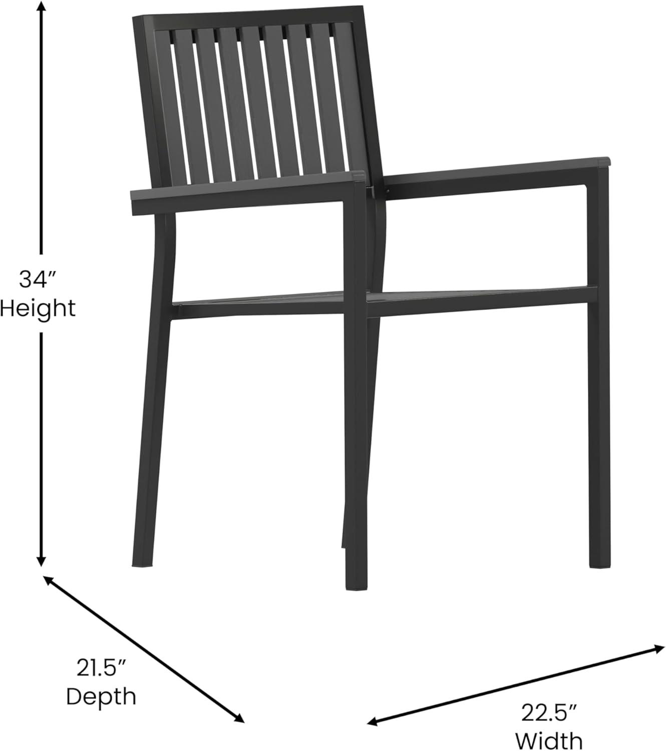 image:imageFlash Furniture Harris Commercial 5 Piece Table and Chairs Set 4 Black Metal Chairs with Poly Resin Backs and Seats Black Square Table with Poly Resin TopContemporary