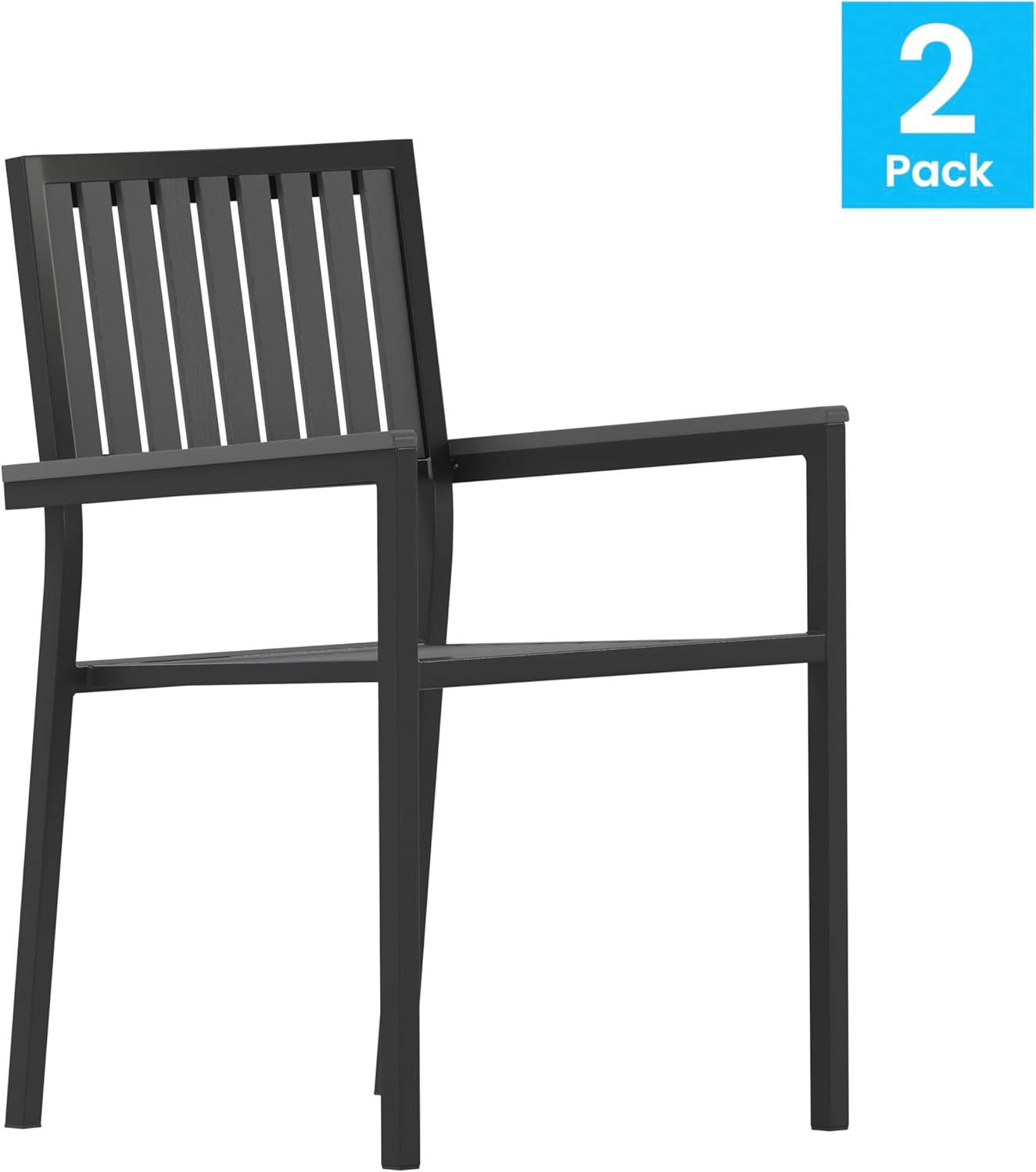 image:imageFlash Furniture Harris Commercial 5 Piece Table and Chairs Set 4 Black Metal Chairs with Poly Resin Backs and Seats Black Square Table with Poly Resin TopContemporary