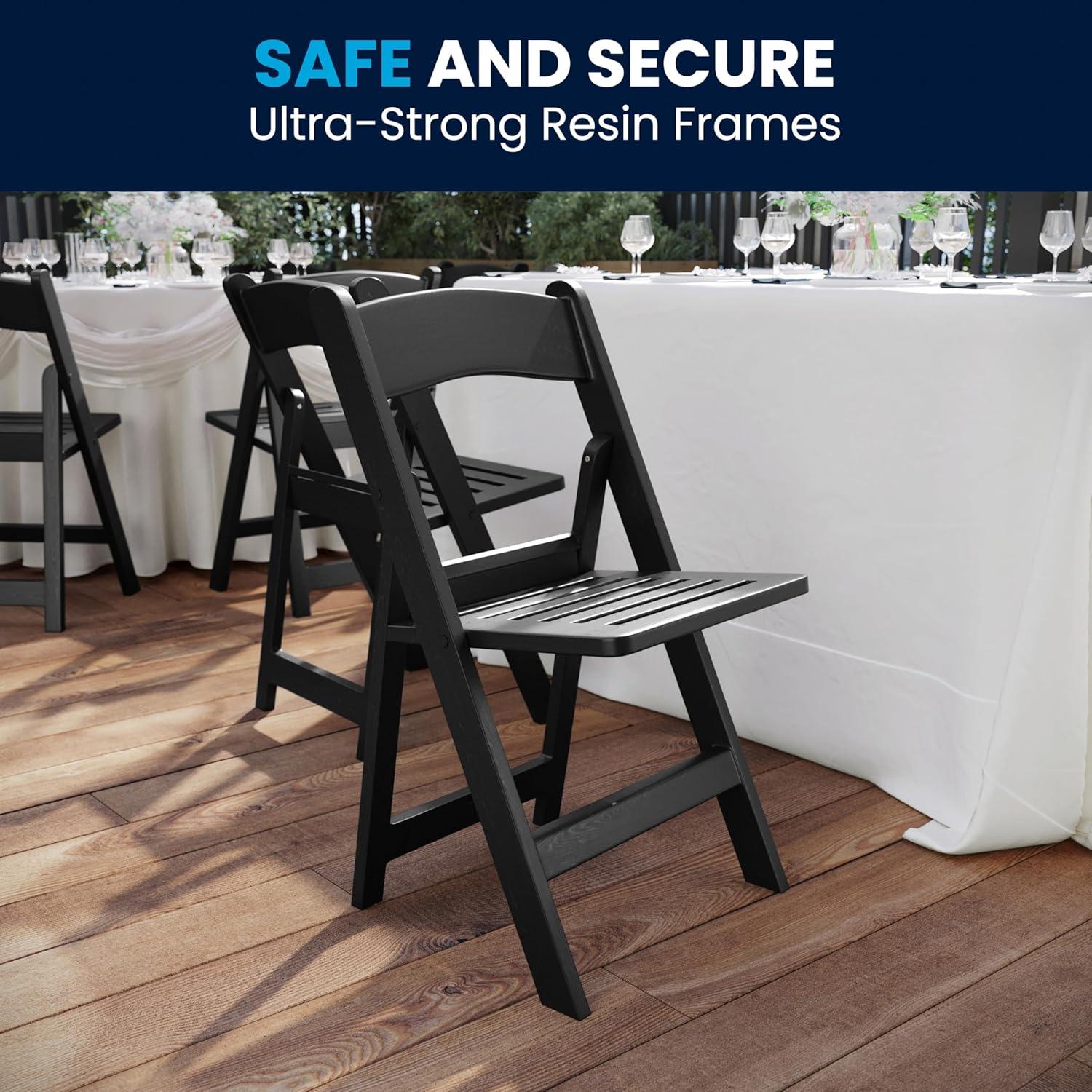 image:imageFlash Furniture Hercules Commercial IndoorOutdoor Folding Event Chair Wood Look WeatherResistant Lightweight Design Versatile Use Set of 4 BlackBlack