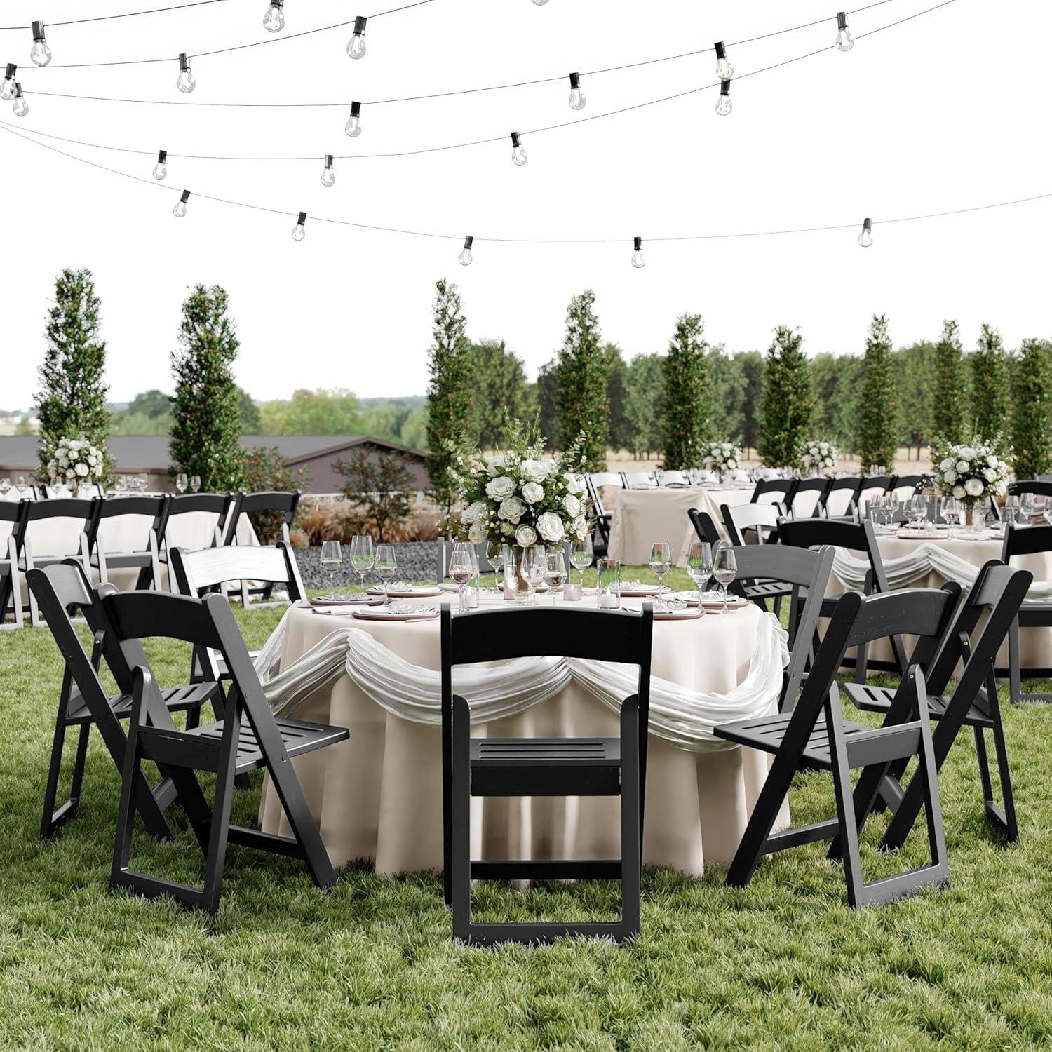 image:imageFlash Furniture Hercules Commercial IndoorOutdoor Folding Event Chair Wood Look WeatherResistant Lightweight Design Versatile Use Set of 4 BlackBlack
