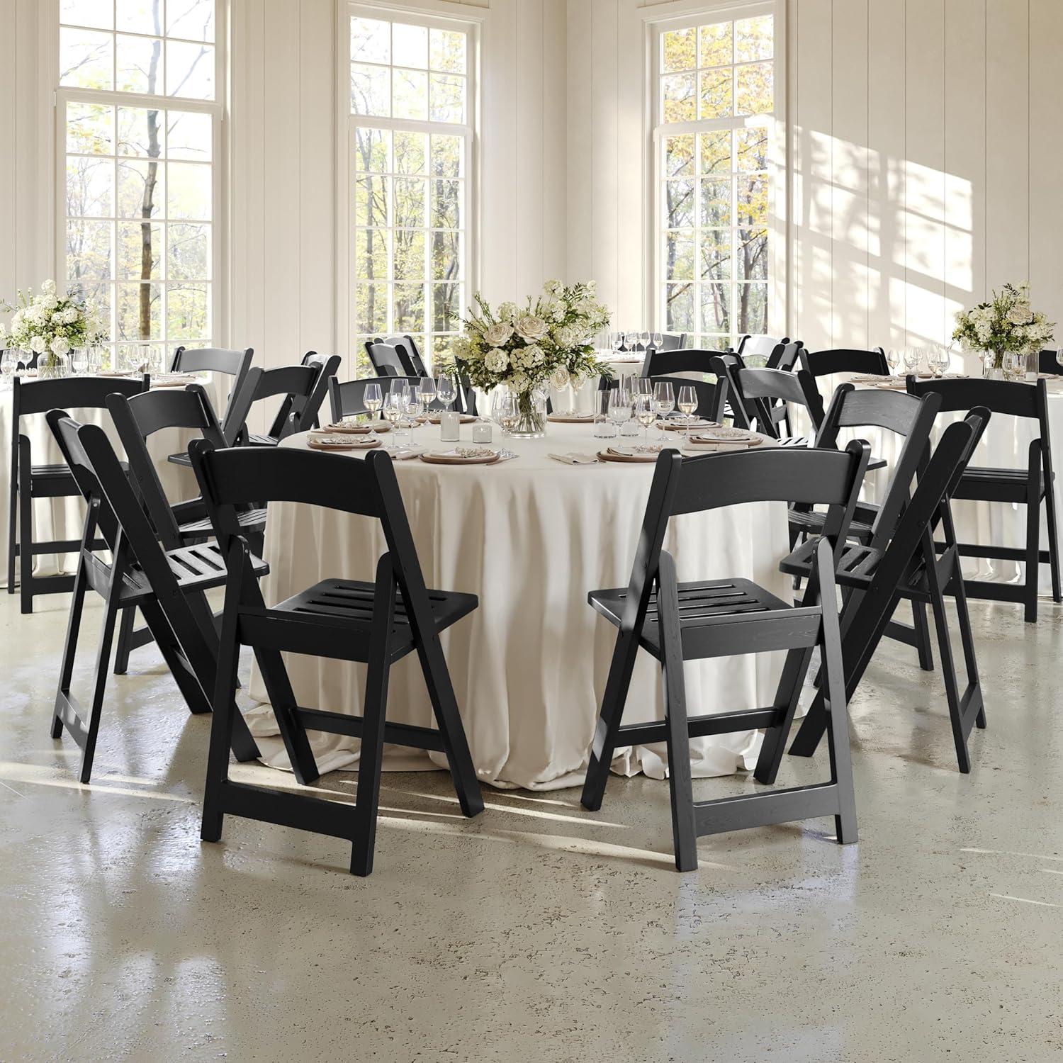 image:imageFlash Furniture Hercules Commercial IndoorOutdoor Folding Event Chair Wood Look WeatherResistant Lightweight Design Versatile Use Set of 4 BlackBlack