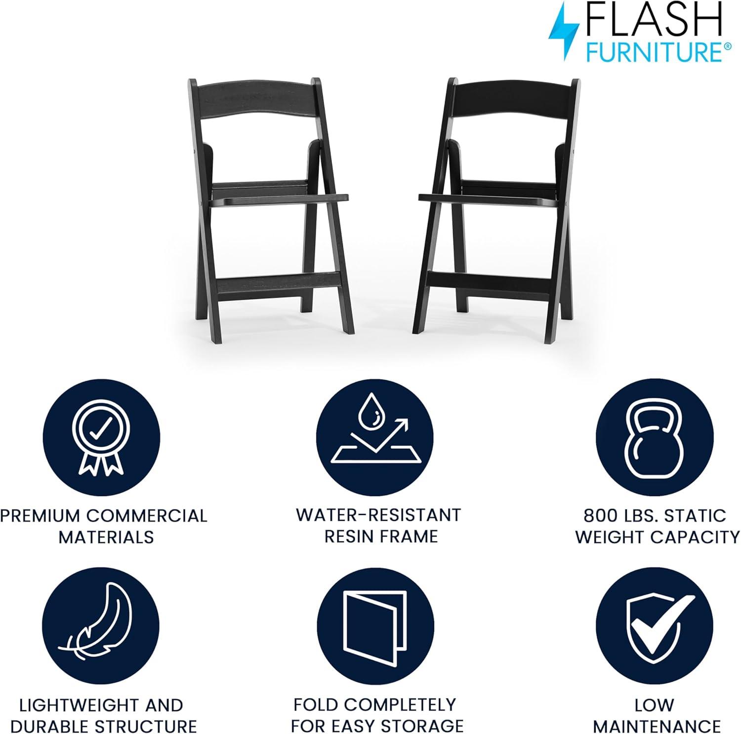 image:imageFlash Furniture Hercules Commercial IndoorOutdoor Folding Event Chair Wood Look WeatherResistant Lightweight Design Versatile Use Set of 4 BlackBlack