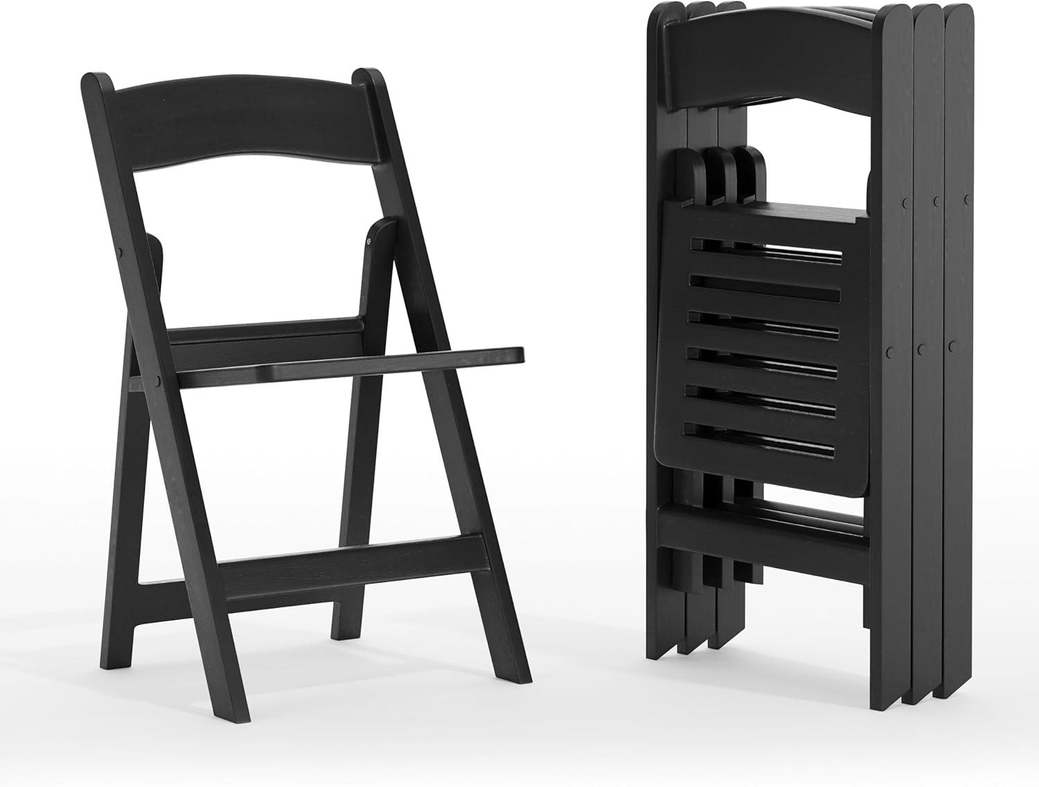 image:imageFlash Furniture Hercules Commercial IndoorOutdoor Folding Event Chair Wood Look WeatherResistant Lightweight Design Versatile Use Set of 4 BlackBlack