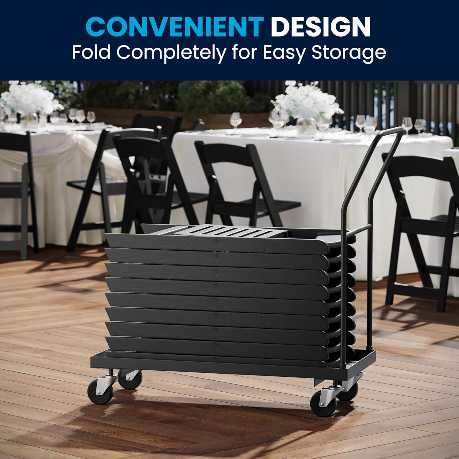 image:imageFlash Furniture Hercules Commercial IndoorOutdoor Folding Event Chair Wood Look WeatherResistant Lightweight Design Versatile Use Set of 4 BlackBlack