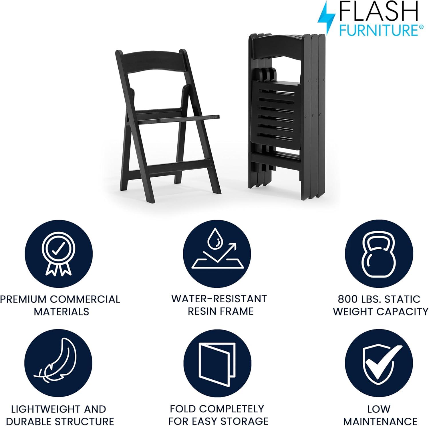 image:imageFlash Furniture Hercules Commercial IndoorOutdoor Folding Event Chair Wood Look WeatherResistant Lightweight Design Versatile Use Set of 4 BlackBlack