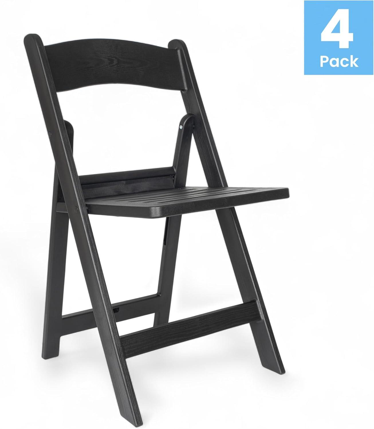 image:imageFlash Furniture Hercules Commercial IndoorOutdoor Folding Event Chair Wood Look WeatherResistant Lightweight Design Versatile Use Set of 4 BlackBlack
