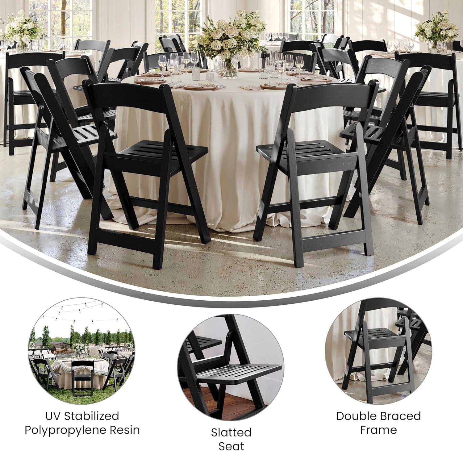 image:imageFlash Furniture Hercules Commercial IndoorOutdoor Folding Event Chair Wood Look WeatherResistant Lightweight Design Versatile Use Set of 4 BlackBlack